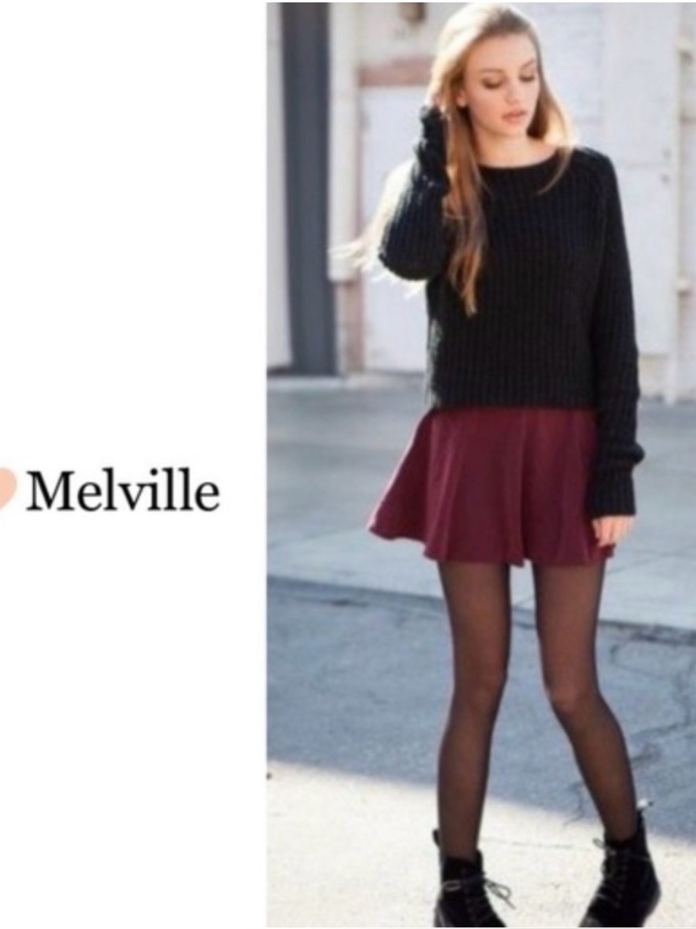 Brandy Melville Burgundy Circle Skater Skirt